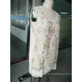 Summer Fashion Gold Thread Embroidery Flower Women′s Vest